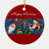 MUSICAL CHRISTMAS NIGHT, SANTA BUGLER Red Heart Keramisch Ornament (Voorkant)