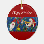 MUSICAL CHRISTMAS NIGHT, SANTA BUGLER Red Heart Keramisch Ornament (Links)