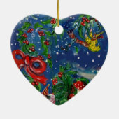 MUSICAL CHRISTMAS NIGHT, SANTA BUGLER Red Heart Keramisch Ornament (Achterkant)