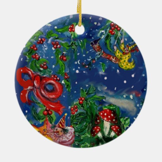 MUSICAL CHRISTMAS NIGHT, SANTA BUGLER Red Heart Keramisch Ornament (Achterkant)