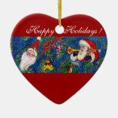 MUSICAL CHRISTMAS NIGHT, SANTA BUGLER Red Heart Keramisch Ornament (Voorkant)