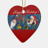 MUSICAL CHRISTMAS NIGHT, SANTA BUGLER Red Heart Keramisch Ornament (Links)