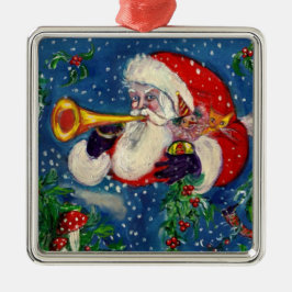 MUSICAL CHRISTMAS NIGHT/SANTA CLAUS BUGLER METALEN ORNAMENT
