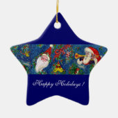 MUSICAL CHRISTMAS NIGHT SANTA CLAUS PORTRAT Star Keramisch Ornament (Voorkant)