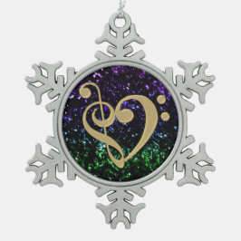 Musical Clef Heart Glitter Holiday Ornament