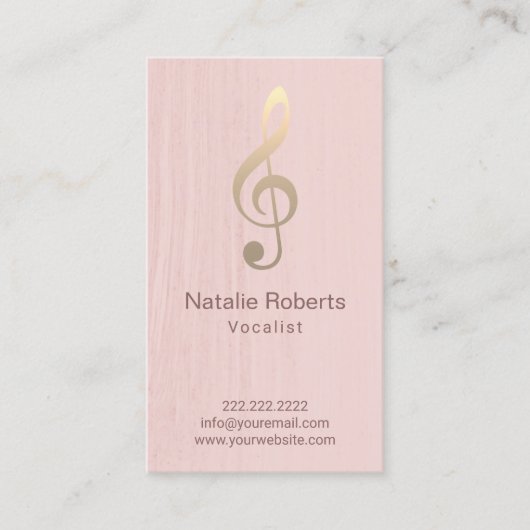 Musical Clef Logo Vocalist Singer Blush Pink Music Visitekaartje (Voorkant)