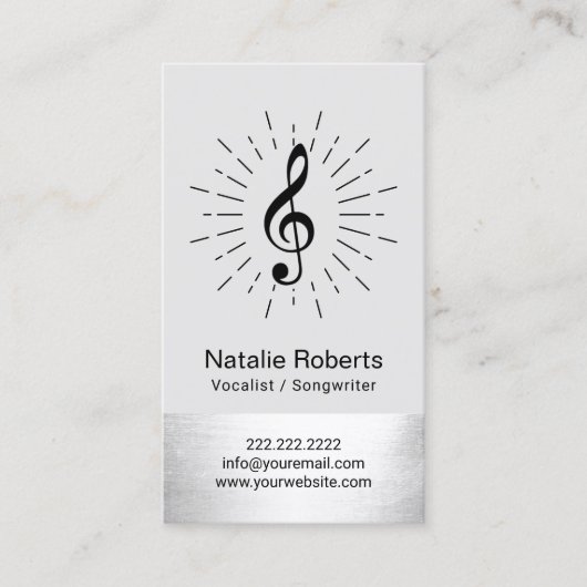 Musical Clef Logo Vocalist Songwriter Music Visitekaartje (Voorkant)