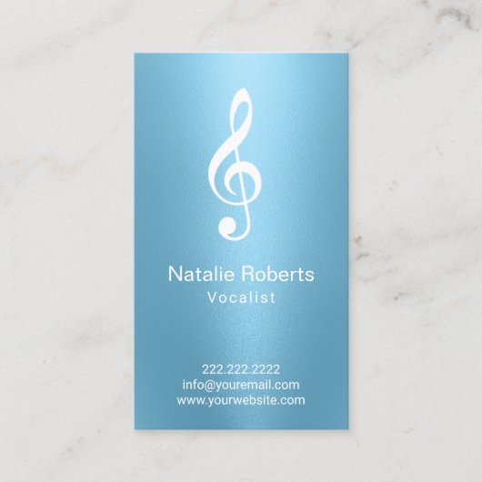 Musical Clef Logo zanger Licht Blauw Muziek Visitekaartje (Voorkant)