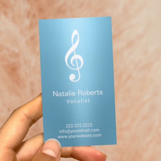 Musical Clef Logo zanger Licht Blauw Muziek Visitekaartje