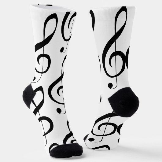 Musical Clef Note, Full Print Creming Sokken (Gebogen)