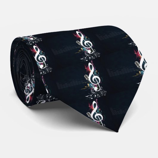 Musical Cleft Note Abstract Stropdas (Opgerold)