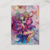 MUSICAL CLOWN Roze Paarse Blauwe Waterverf Visitekaartje (Achterkant)