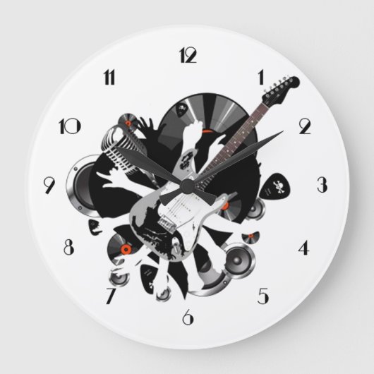 Musical Collage Music Lovers Wall Clock Grote Klok (Voorkant)