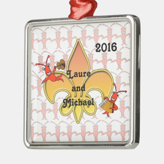 Musical Crawfish Fleur de Lis Ornament (Links)