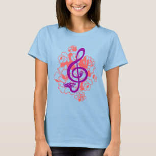 Musical Dragon treble clef peonies Custom Shirt