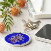 Musical Dragon treble clef peonies Custom Sleutelh Sleutelhanger (Zijkant)