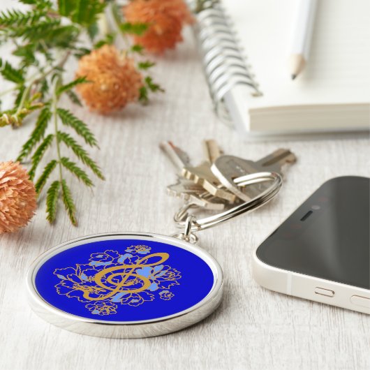 Musical Dragon treble clef peonies Custom Sleutelh Sleutelhanger (Zijkant)