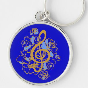 Musical Dragon treble clef peonies Custom Sleutelh Sleutelhanger