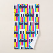 Musical Drums Piano Keys Kleurrijke Strepen Bad Handdoek (Handdoek)