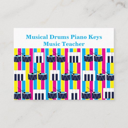 Musical Drums Piano Keys Muziek Visitekaartje (Voorkant)