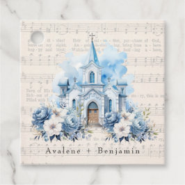  Musical Dusty Blue Peony Church Bruiloft Bedankjes Labels