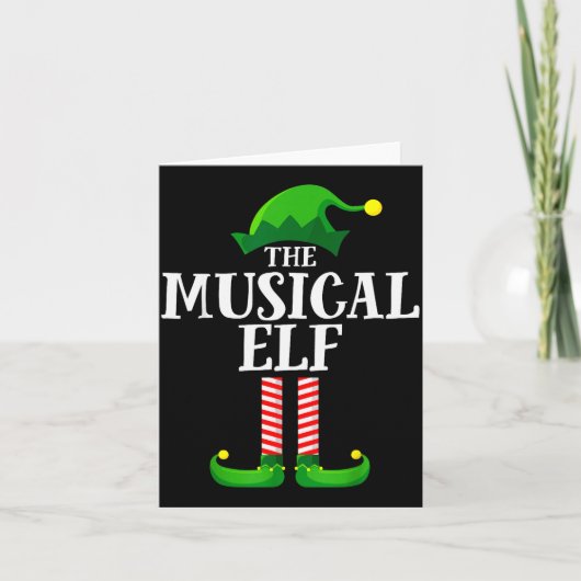 Musical Elf Matching Family Group Christmas Party Kaart (Voorkant)