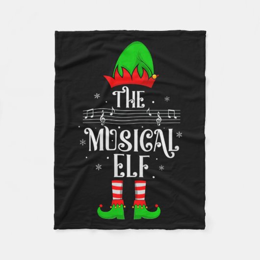 Musical Elf Xmas Christmas Matching Family Elf Squ Fleece Deken (Voorkant)