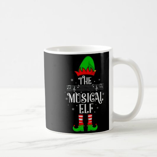 Musical Elf Xmas Christmas Matching Family Elf Squ Koffiemok (Rechts)
