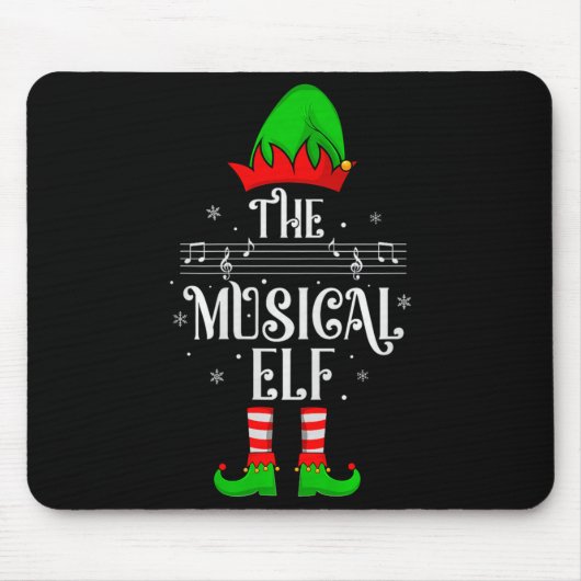Musical Elf Xmas Christmas Matching Family Elf Squ Muismat (Voorkant)