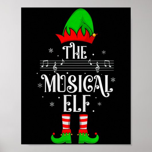 Musical Elf Xmas Christmas Matching Family Elf Squ Poster (Voorkant)