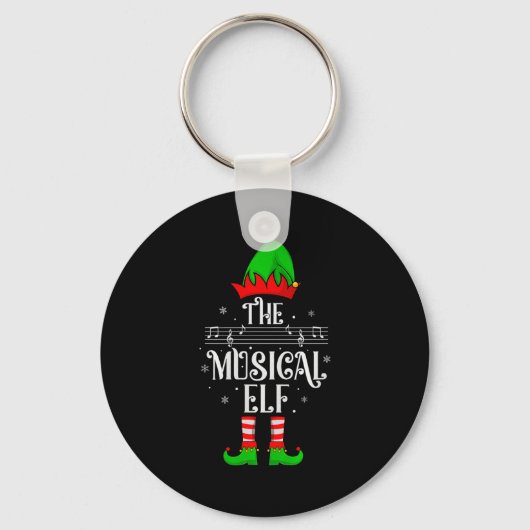 Musical Elf Xmas Christmas Matching Family Elf Squ Sleutelhanger (Voorkant)