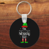 Musical Elf Xmas Christmas Matching Family Elf Squ Sleutelhanger (Voorkant)