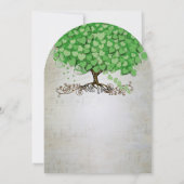 Musical Emerald Heart Leaf Tree Wedding Invites Kaart (Achterkant)