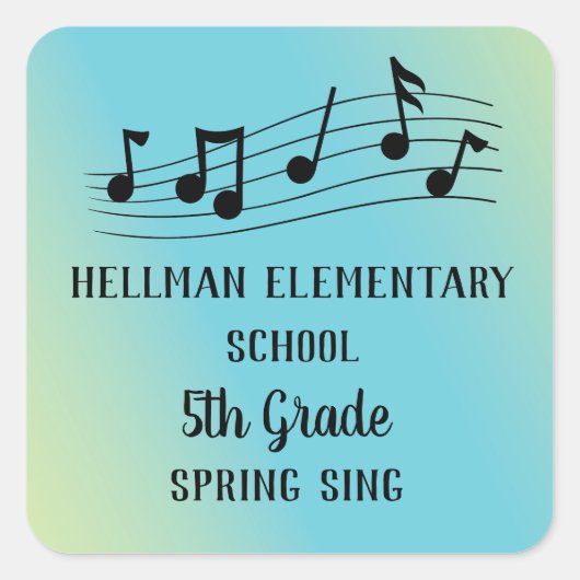 Musical Event School Church Vierkante Sticker (Voorkant)