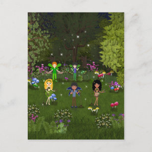 Musical Faerie Band in Enchanking Forest Briefkaart