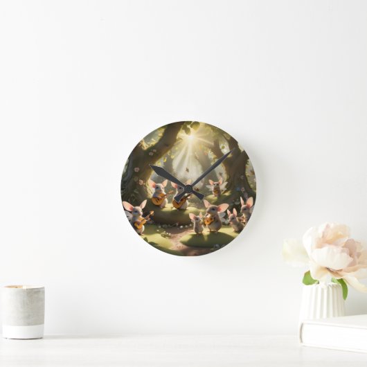 Musical faerie mice wall clock ronde klok (Huis)
