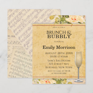  Musical Floral Brunch & Bubble Invites Kaart