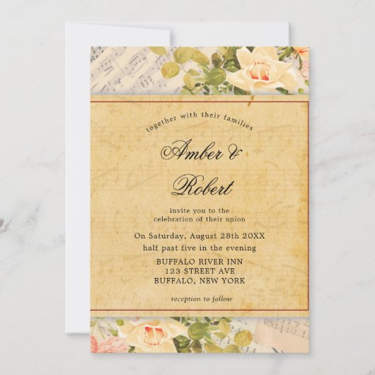  Musical Floral Wedding Invitations (Voorkant)