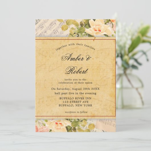 Musical Floral Wedding Invitations (Staand voorkant)