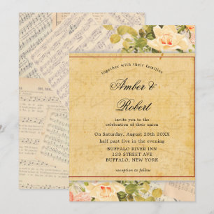 Musical Floral Wedding Invitations