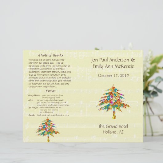 Musical Flower Tree Wedding Programme (Staand voorkant)