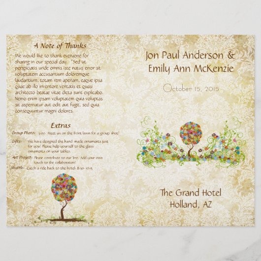 Musical Flower Tree Wedding Programme (Voorkant)