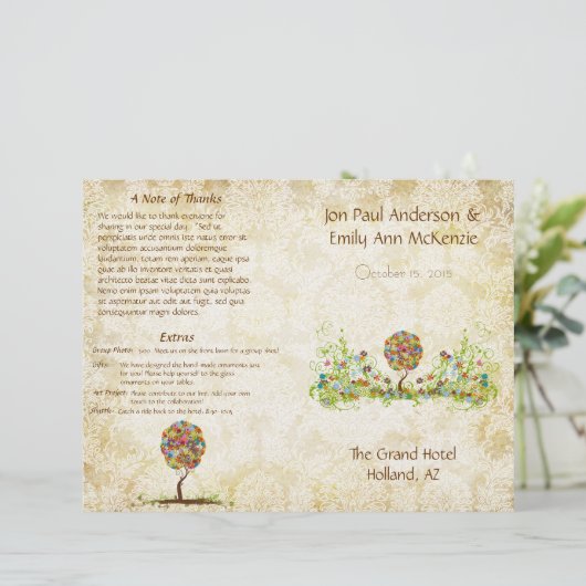 Musical Flower Tree Wedding Programme (Staand voorkant)