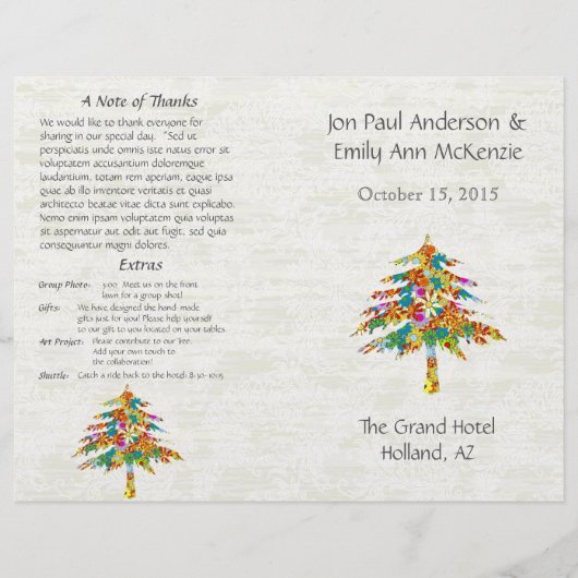 Musical Flower Tree Wedding Programme (Voorkant)