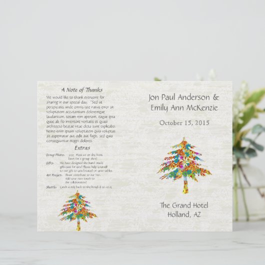 Musical Flower Tree Wedding Programme (Staand voorkant)