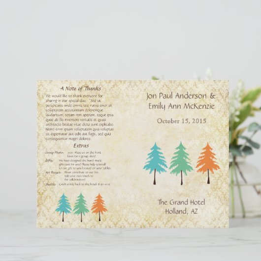 Musical Flower Tree Wedding Programme (Staand voorkant)