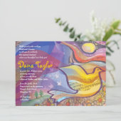 Musical Flying Dove Baby Noaming Invitation Hebree Kaart (Staand voorkant)
