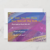 Musical Flying Dove Bat Mitzvah Invitation Antwoor RSVP Kaartje (Voorkant)