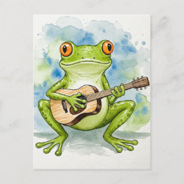 Musical Frog Waterverf Briefkaart voor Postcrossin