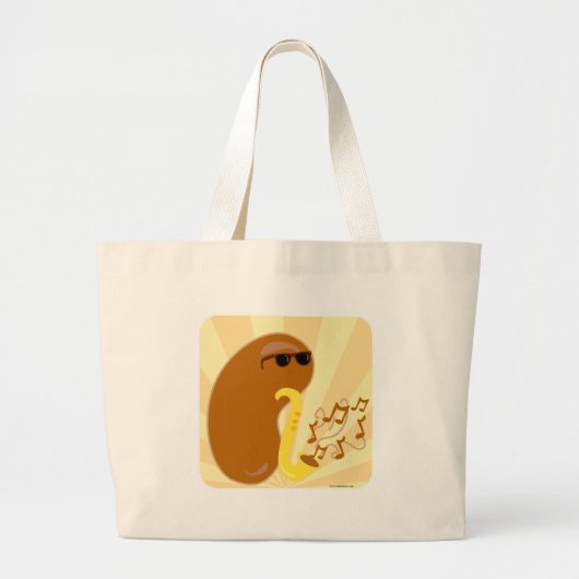 Musical Fruit Funny Bean Humor Cartoon Grote Tote Bag (Voorkant)